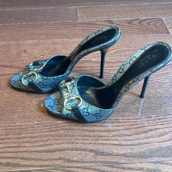 Gucci Black GG Crystal Lame Horsebit Slide Muels - Picture 2 of 5